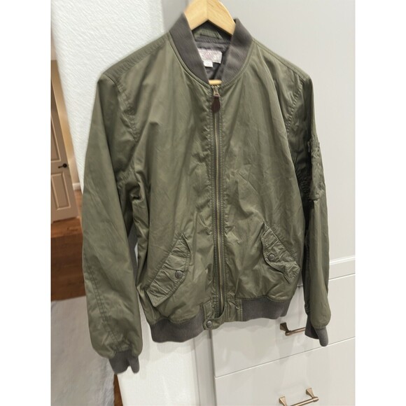 J. CREW Wallace & Barnes Bomber Military Jacket Green Men’s Sz S Small - Picture 2 of 6